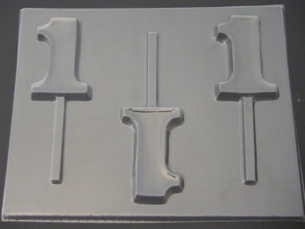8011 Number One 1 Chocolate or Hard Candy Lollipop Mold